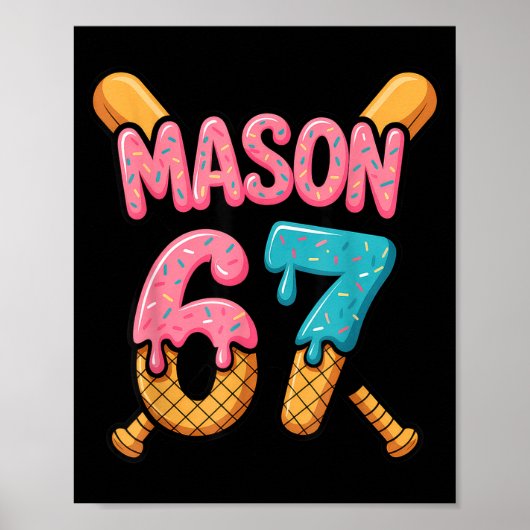 Mason 67 Ice Cream Drip Baseball  Poster (Voorkant)