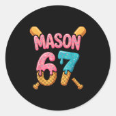 Mason 67 Ice Cream Drip Baseball Ronde Sticker (Voorkant)