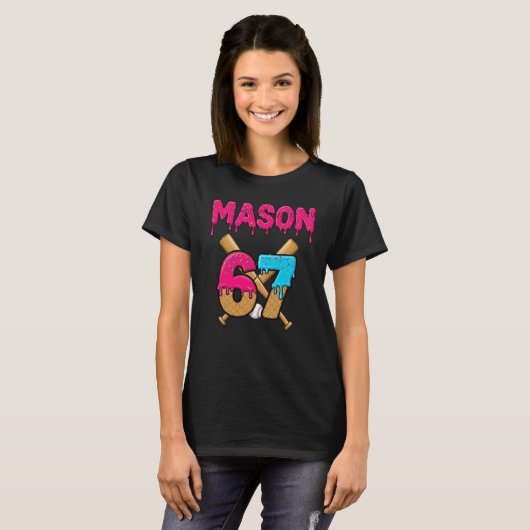 Mason 67 Ice Cream Meme Funny Six Seven Mason ijs T-shirt (Voorkant volledig)
