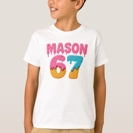 Mason 67 Ice Cream Meme Funny Six Seven Mason ijs T-shirt (Voorkant)