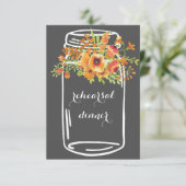 Mason bloemenrepetitie rustieke diner uitnodiginge kaart (Staand voorkant)