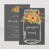 Mason bloemenrepetitie rustieke diner uitnodiginge kaart (Voorkant / Achterkant)