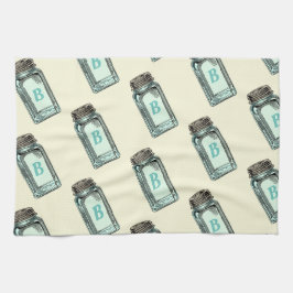  Mason Canning Jar Pattern met Monogram Theedoek