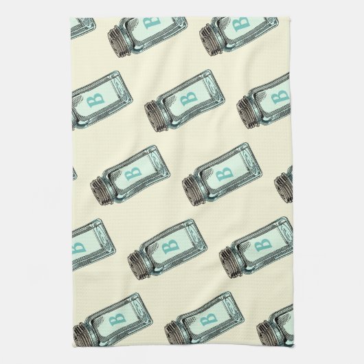 Mason Canning Jar Pattern met Monogram Theedoek (Verticaal)