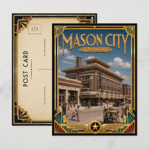 Mason City Iowa Vintage Art Deco Gouden Tijdperk Briefkaart
