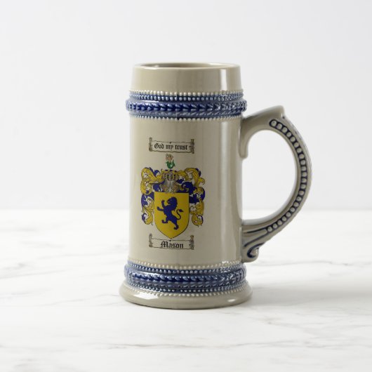 Mason Coat of Arms Stein / Mason Crest Stein Bierpul (Rechts)