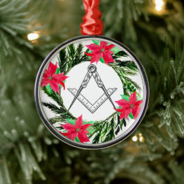 Mason Freemason Maçonnieke Krans Poinsettia Metalen Ornament