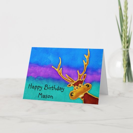 Mason, Happy Birthday gekke hertenkaart Kaart (Voorkant)