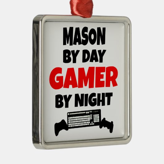 Mason houdt van het spelen van VideoSpelen Metalen Ornament (Rechts)