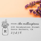 Mason Jar Aangepaste familienaam & retouradres Zelfinktende Stempel