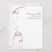 Mason Jar and Firefly Wedding Invitation - Fushia Kaart (Achterkant)