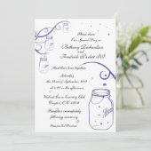 Mason Jar and Firefly Wedding Invitation - Grape Kaart (Staand voorkant)