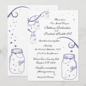 Mason Jar and Firefly Wedding Invitation - Grape Kaart (Voorkant / Achterkant)