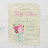 Mason Jar and Lace Baby shower Kaart (Voorkant / Achterkant)