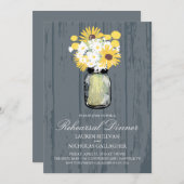 Mason Jar and Sunflower Rehearsal Dinner Kaart (Voorkant / Achterkant)