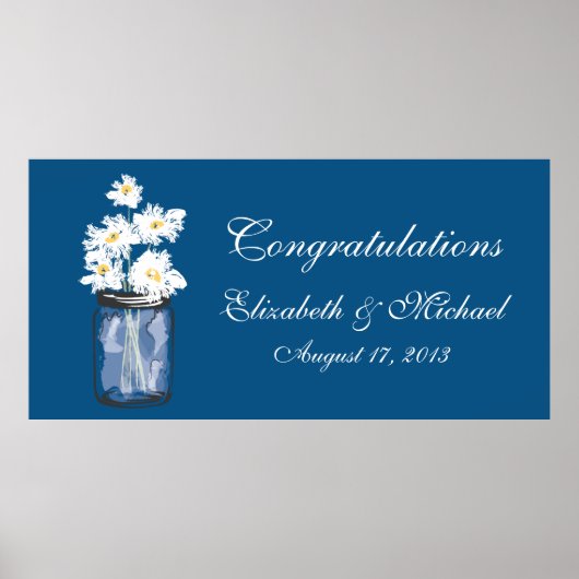 Mason Jar and White Daisies Banner Poster (Voorkant)