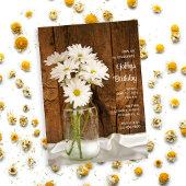 Mason Jar and White Daisies Country Birthday Party Kaart