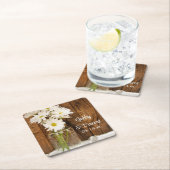 Mason Jar and White Daisies Country Wedding Kartonnen Onderzetters (Insitu)