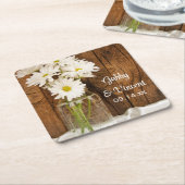 Mason Jar and White Daisies Country Wedding Kartonnen Onderzetters (Schuin)