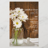 Mason Jar and White Daisies Country Wedding Menu (Voorkant)