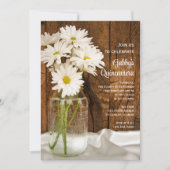Mason Jar and White Daisies Quinceañera Barn Party Kaart (Voorkant)