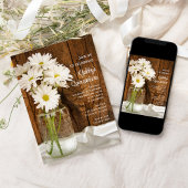 Mason Jar and White Daisies Quinceañera Barn Party Kaart