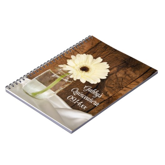 Mason Jar and White Daisy Quinceañera Guest Book Notitieboek (Linkerzijde)