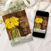 Mason Jar and Yellow Daisies Country Vrijgezellenf Kaart