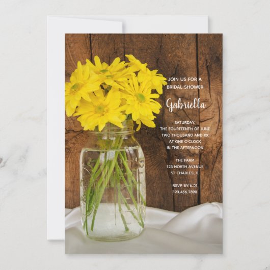 Mason Jar and Yellow Daisies Country Vrijgezellenf Kaart (Voorkant)