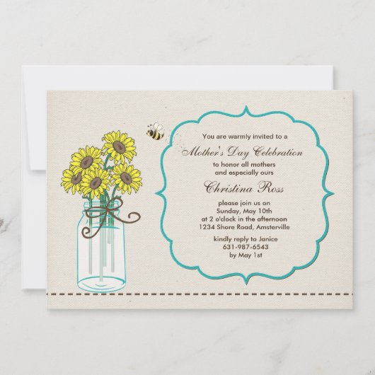 Mason Jar Arrangement Moederdag Uitnodiging (Voorkant)