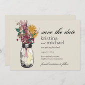 Mason Jar & Autumn Wildflower Sparen de Datum Save The Date (Voorkant / Achterkant)