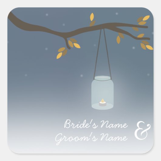 Mason Jar Avond Outdoor Herfst Bruiloft Sticker (Voorkant)