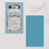 Mason Jar Baby Boy Blue Luier Raffle Ticket Informatiekaartje (Voorkant / Achterkant)