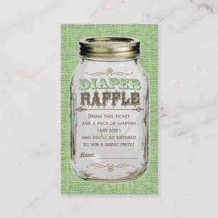 Mason Jar Baby Boy Groene Luier Raffle Ticket Informatiekaartje