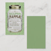 Mason Jar Baby Boy Groene Luier Raffle Ticket Informatiekaartje (Voorkant / Achterkant)