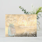 *~* Mason Jar Baby Breath Baby shower Rustiek Kaart (Staand voorkant)