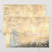 *~* Mason Jar Baby Breath Baby shower Rustiek Kaart (Voorkant / Achterkant)