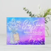 ** Mason Jar Baby Breath Rustic Baby shower Kaart (Staand voorkant)