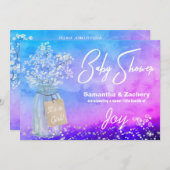 ** Mason Jar Baby Breath Rustic Baby shower Kaart (Voorkant / Achterkant)