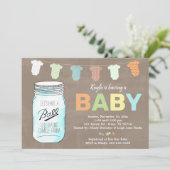 Mason Jar Baby Douche Uitnodigingen (Staand voorkant)