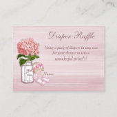 Mason Jar, Baby Girl, Roze Hydrangea Luier Raffle Informatiekaartje (Achterkant)