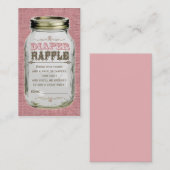 Mason Jar Baby Girl Roze Luier Raffle Ticket Informatiekaartje (Voorkant / Achterkant)