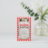 Mason Jar Baby Red Gingham Luier Raffle Ticket Informatiekaartje (Staand voorkant)