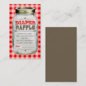 Mason Jar Baby Red Gingham Luier Raffle Ticket Informatiekaartje (Voorkant / Achterkant)