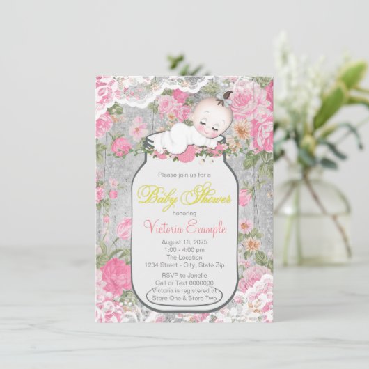 Mason Jar Baby shower Kaart (Staand voorkant)