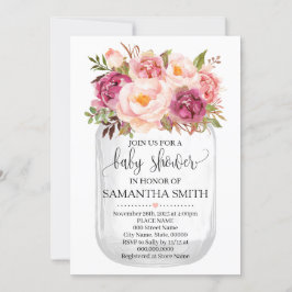 Mason jar baby shower Pink floral country chic Kaart