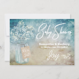** Mason Jar Baby's Breath Baby shower Rustiek Kaart