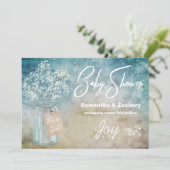 ** Mason Jar Baby's Breath Baby shower Rustiek Kaart (Staand voorkant)