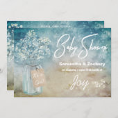 ** Mason Jar Baby's Breath Baby shower Rustiek Kaart (Voorkant / Achterkant)