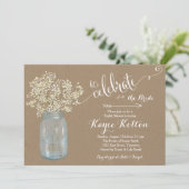 Mason Jar Baby's Breath Bridal Shower Invitation Kaart (Staand voorkant)